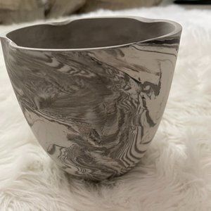 Matte Black grey & white Marbled ceramic planter pot